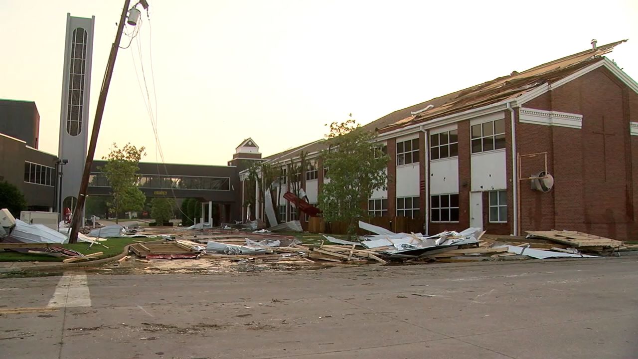 This screen grab from a CNN affiliate video shows storm damage in Claremore, Oklahoma, on May 26. 