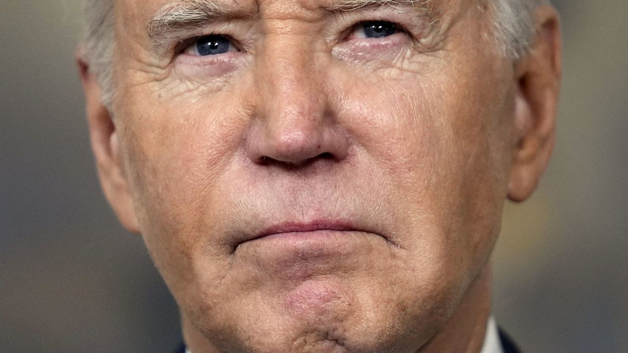 President Joe Biden speaks in the Diplomatic Reception Room of the White House in Washington D.C., on February 8.