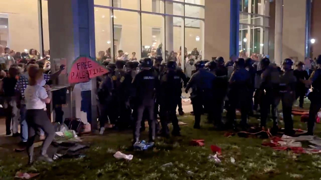 Law enforcement responds to a protest at Virginia Commonwealth University on Monday, April 29. 