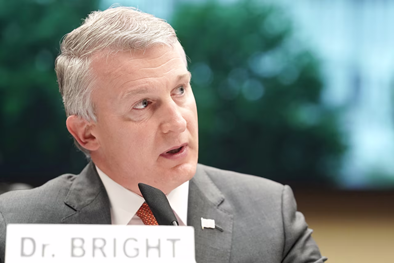 Dr. Richard Bright, former director of the Biomedical Advanced Research and Development Authority, testifies during a House Energy and Commerce Subcommittee on Health hearing to discuss protecting scientific integrity in response to the coronavirus outbreak on Thursday, May 14, 2020. in Washington, DC. 