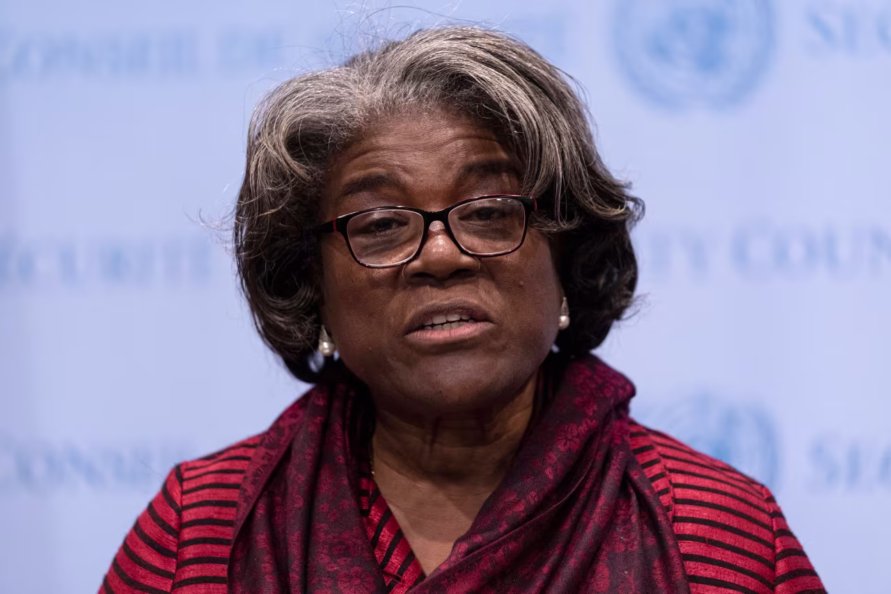 US Ambassador, Permanent Representative to the UN Linda Thomas-Greenfield speaks to the press at UN Headquarters, New York, on October 1.