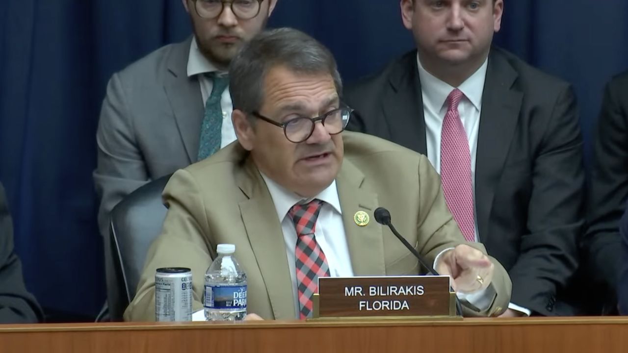 Rep. Gus Bilirakis speaking to TikTok CEO Shou Zi Chew?during today's hearing.