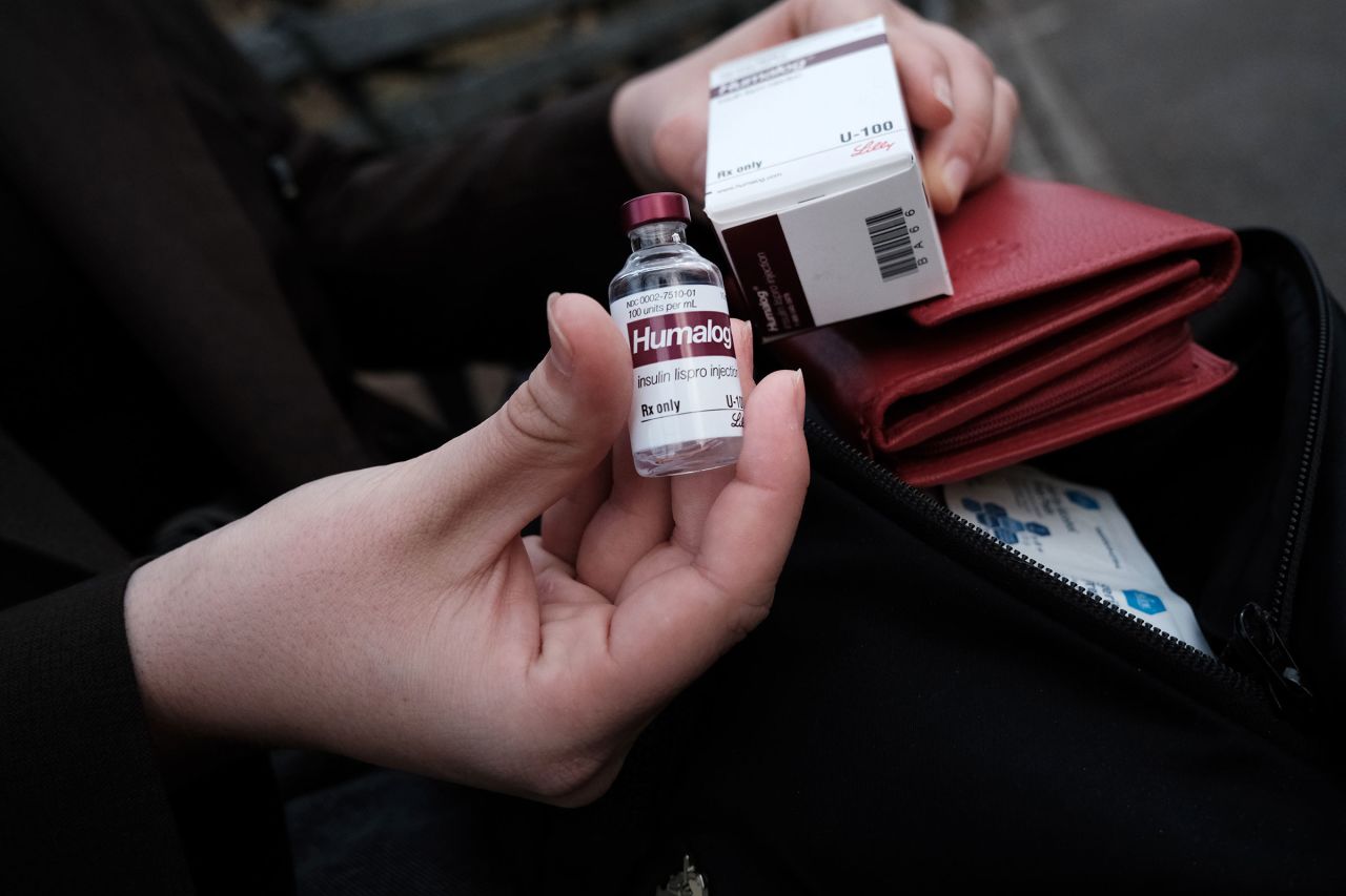 Taylor Jane Stimmler, whose had type 1 diabetes since she was a teenager, displays her insulin and needles used for injection, on March 2, 2023 in New York City. 