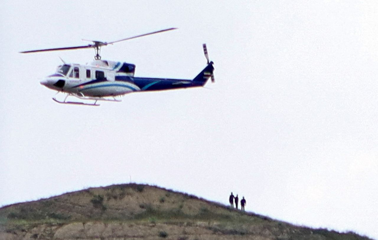 A?helicopter?carrying?Iran's President Ebrahim Raisi takes off, near the?Iran-Azerbaijan border, on May 19.