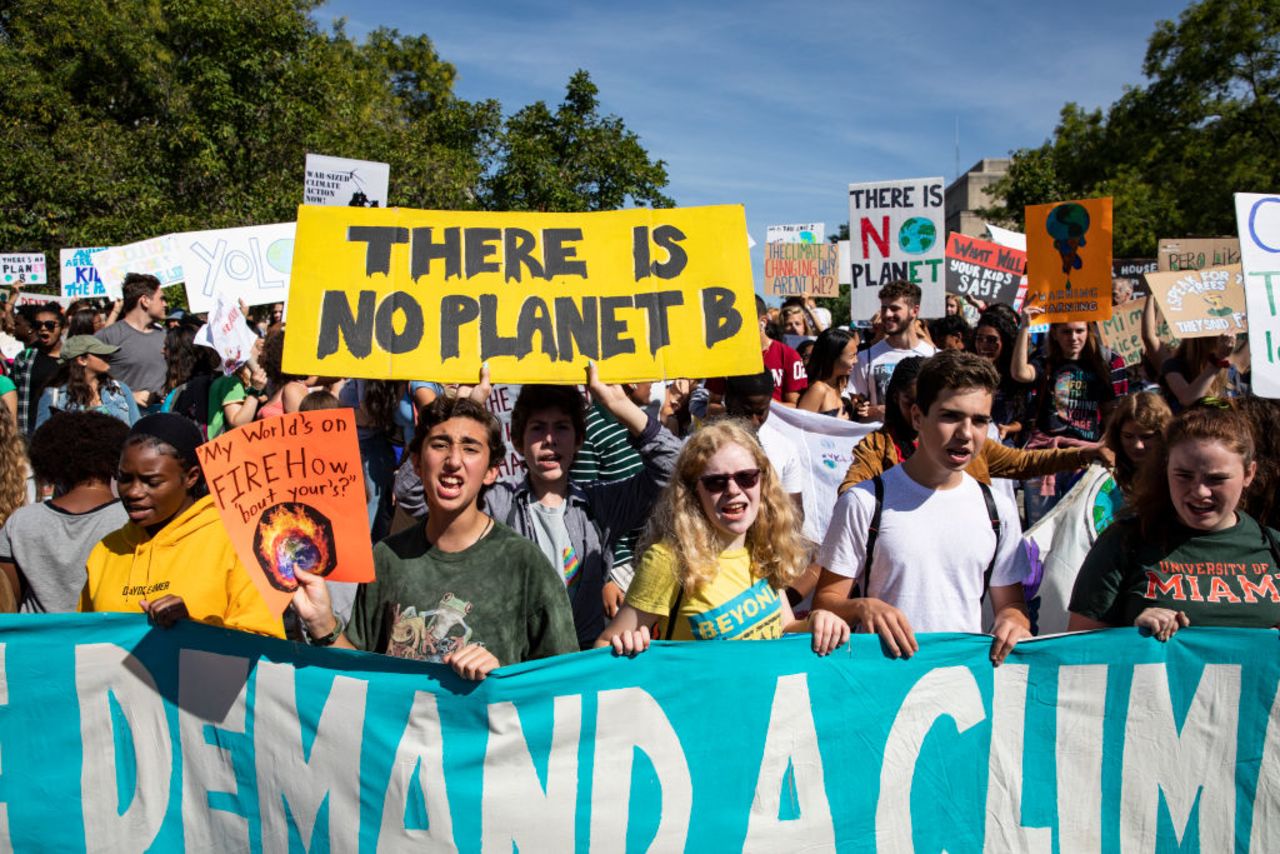 Activists gather in John Marshall Park for the Global Climate Strike protests on September 20, 2019 in Washington, D.C.