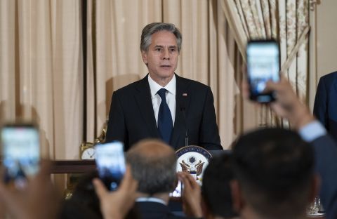 US Secretary of State Antony Blinken speaks during an event at the State Department on Wednesday, Oct. 26.