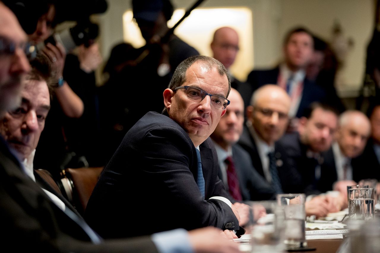 Moderna CEO Stéphane Bancel attends a meeting with President Donald Trump, members of the Coronavirus Task Force, and pharmaceutical executives in the Cabinet Room of the White House, on Monday, March 2.