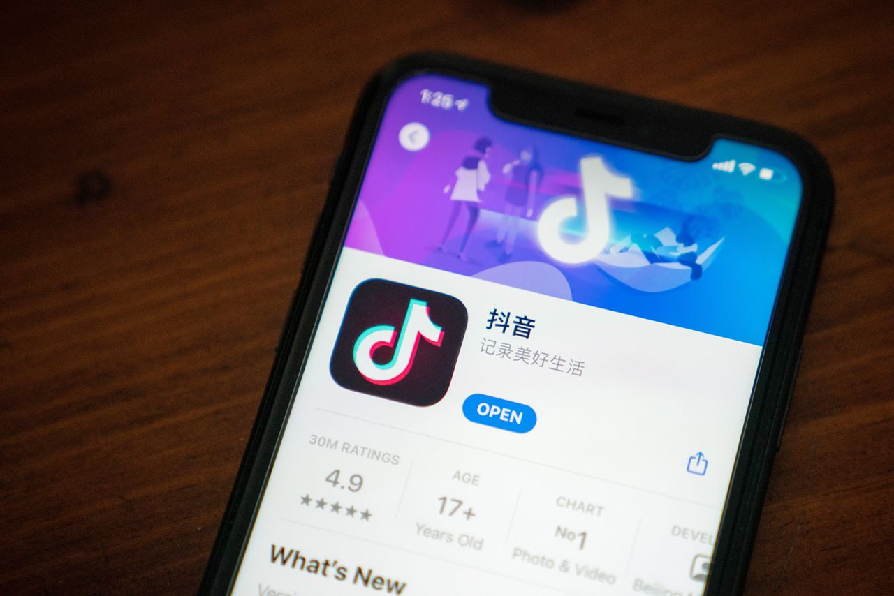 The download page for ByteDance Ltd.'s Douyin application on a smartphone in Beijing, China, in May 2021.