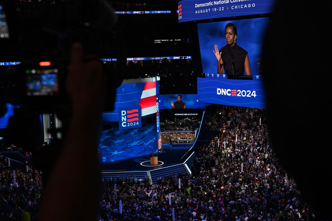 Michelle Obama, who gave a speech at the DNC, was greeted by a long standing ovation before she talked about the “contagious power of hope.” She was critical of former President Donald Trump and his policies, saying he had dug in on “ugly, misogynist, racist lies as a substitute for real ideas and solutions that will make people’s lives better.”?