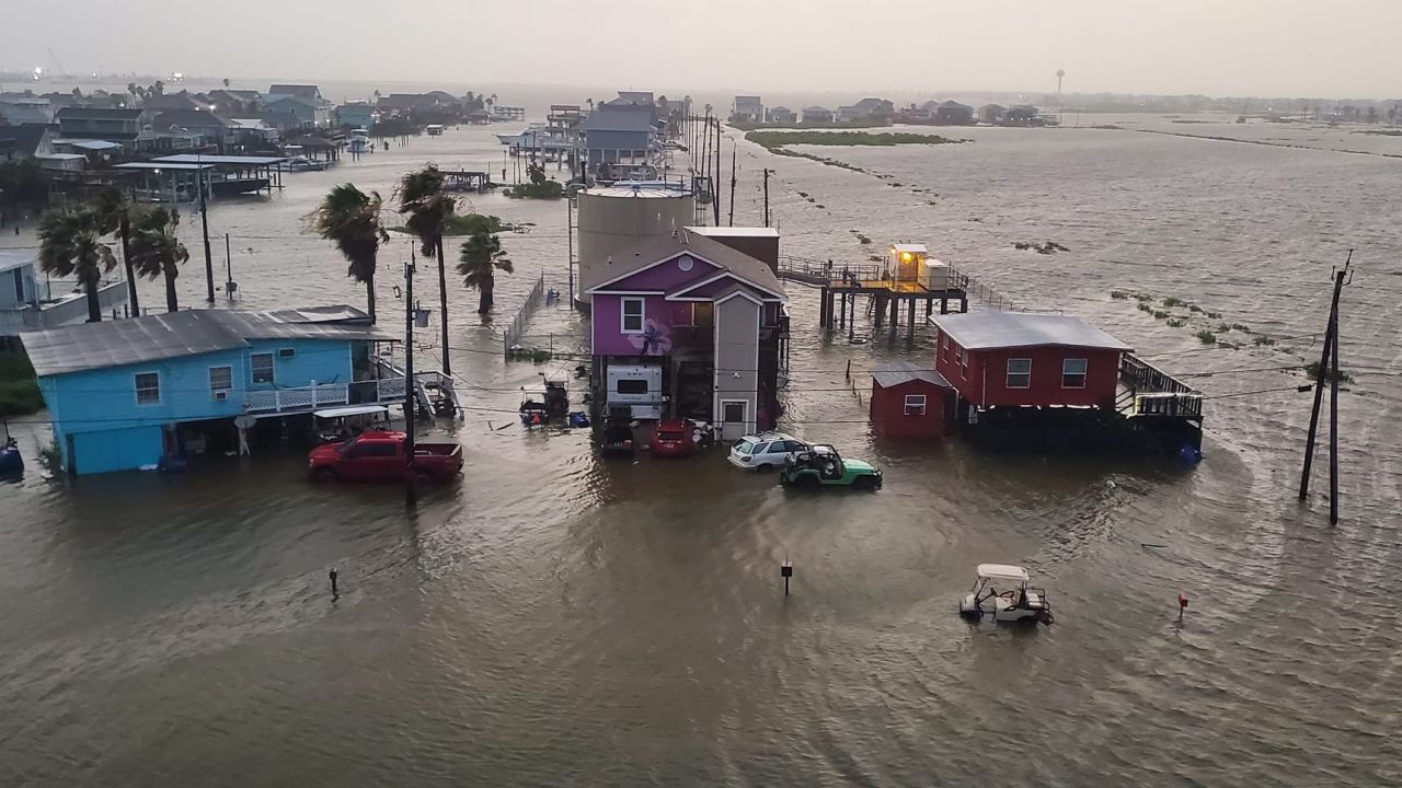 Flooding is seen in Surfside Beach, Texas, on June 19. 