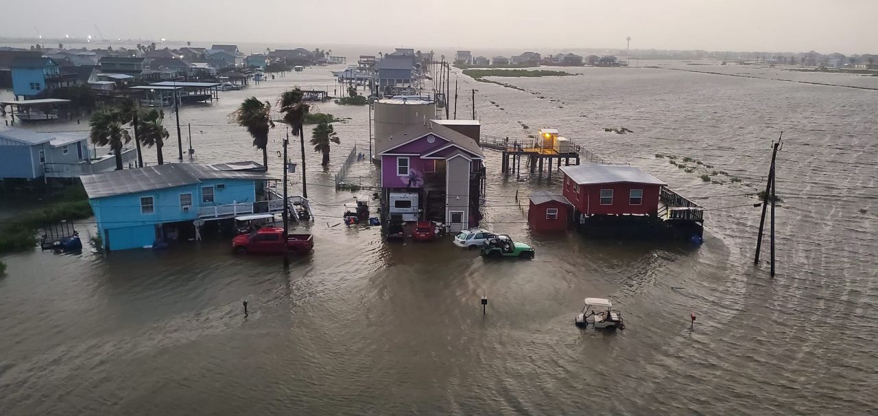 Flooding is seen in Surfside Beach, Texas, on June 19. 