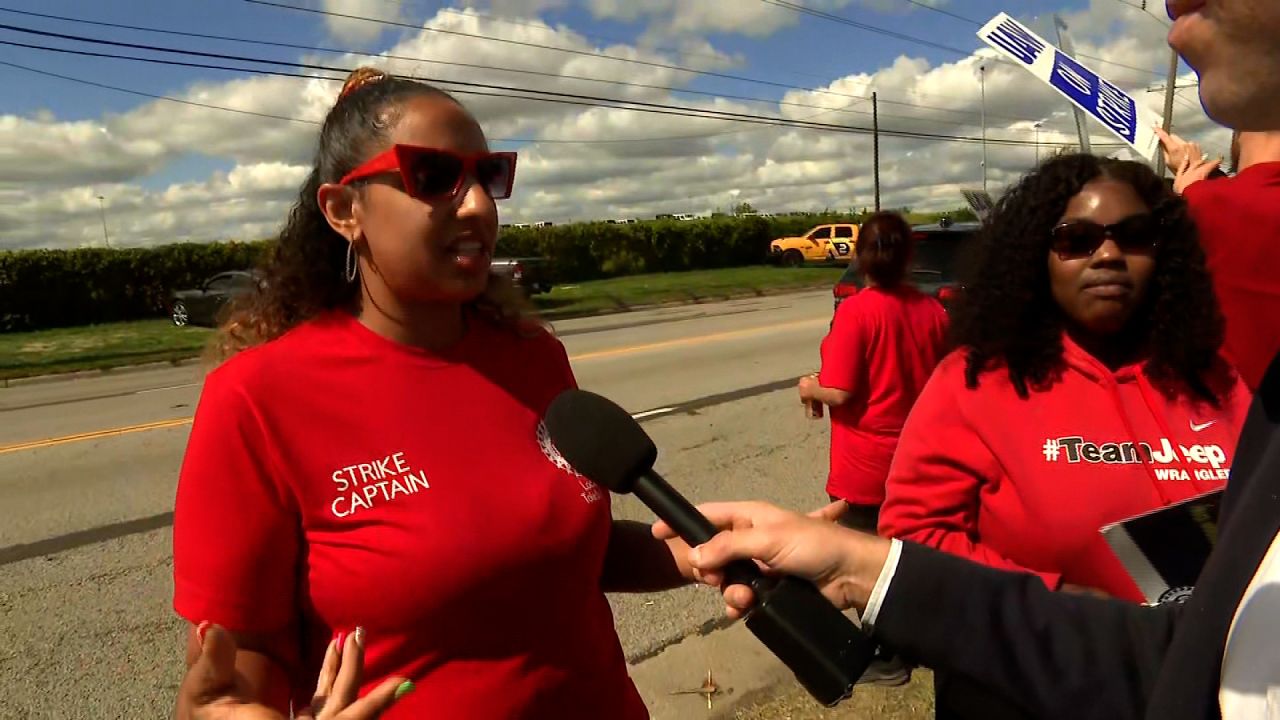 Erika Mitchell during her interview with CNN's Gabe Cohen outside Stellantis Toledo Assembly Complex in Toledo, OH, today.