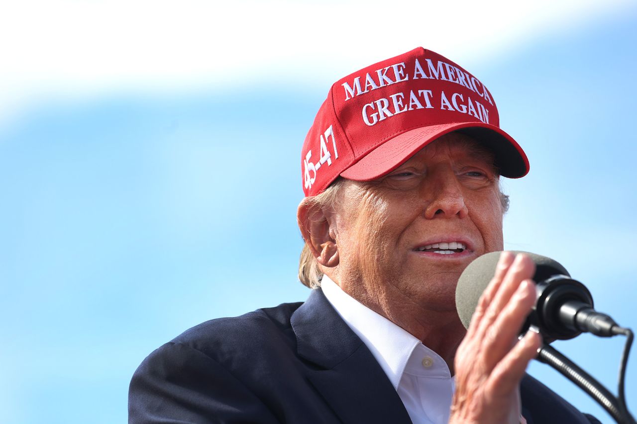 Former President Donald Trump?speaks to supporters during a rally at the Dayton International Airport in Vandalia, Ohio, on Saturday. 