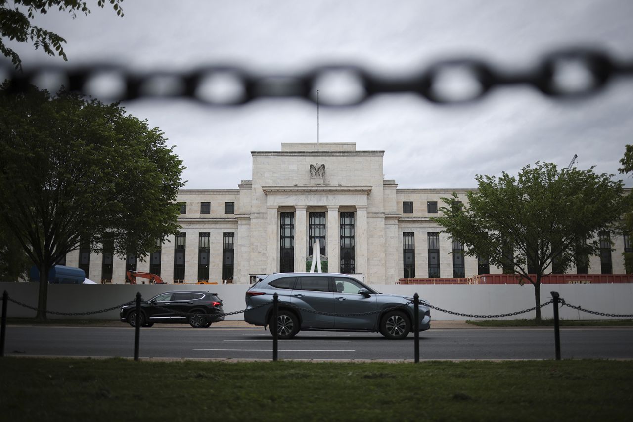 The Federal Reserve building is shown May 2, 2023 in Washington, DC.?