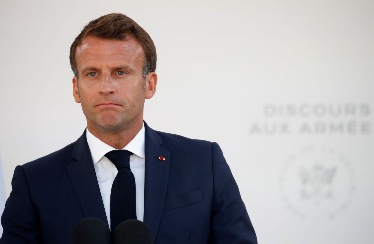 French President Emmanuel Macron delivers a speech in Paris on July 13.