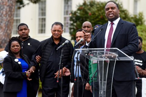 Jonathan Jackson speaks at a voting rights rally in Montgomery, Alabama, in March 2022.