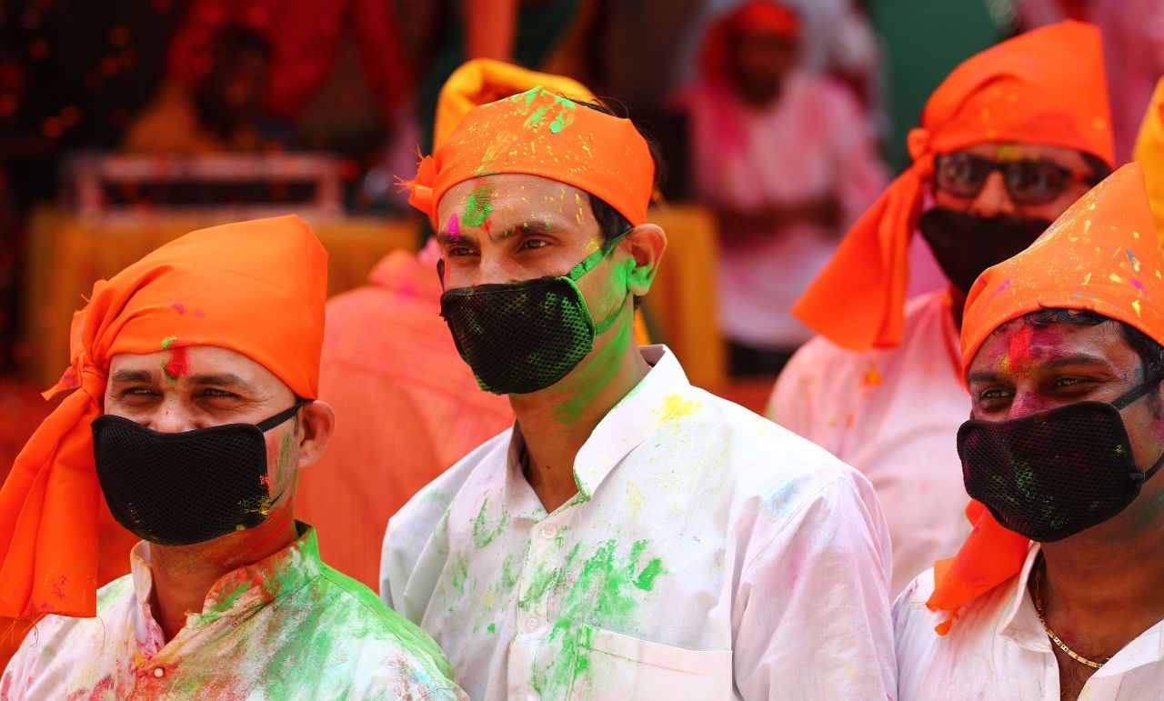 People attend a Holi celebration in Allahabad, India on March 6. 