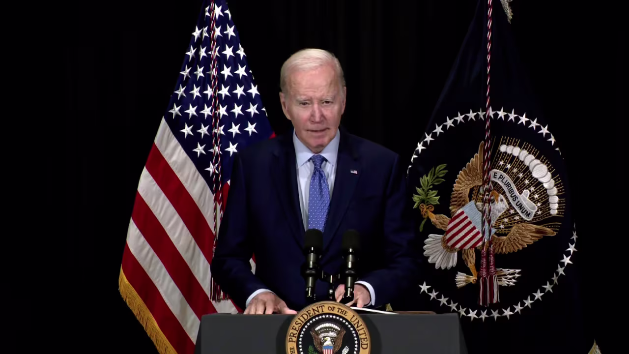 US President Joe Biden delivers remarks from Nantucket, Massachusetts, on November 26. 