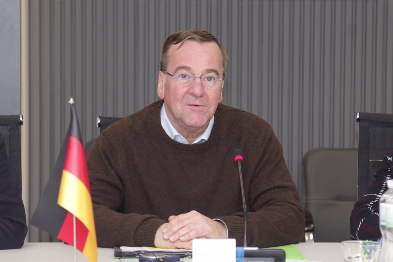 German Defense Minister Boris Pistorius attends a meeting in Kyiv on February 7.