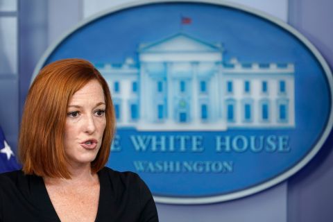 White House press secretary Jen Psaki speaks during the daily briefing at the White House, Friday August 27.