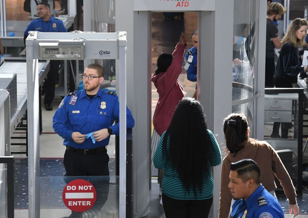 Transportation Security Administration (TSA) officers work unpaid as the partial US government shutdown continues. 