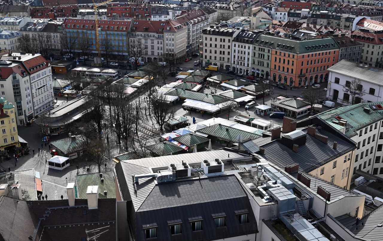 A picture taken on February 13 shows a view of Viktualienmarkt in Munich, Germany.
