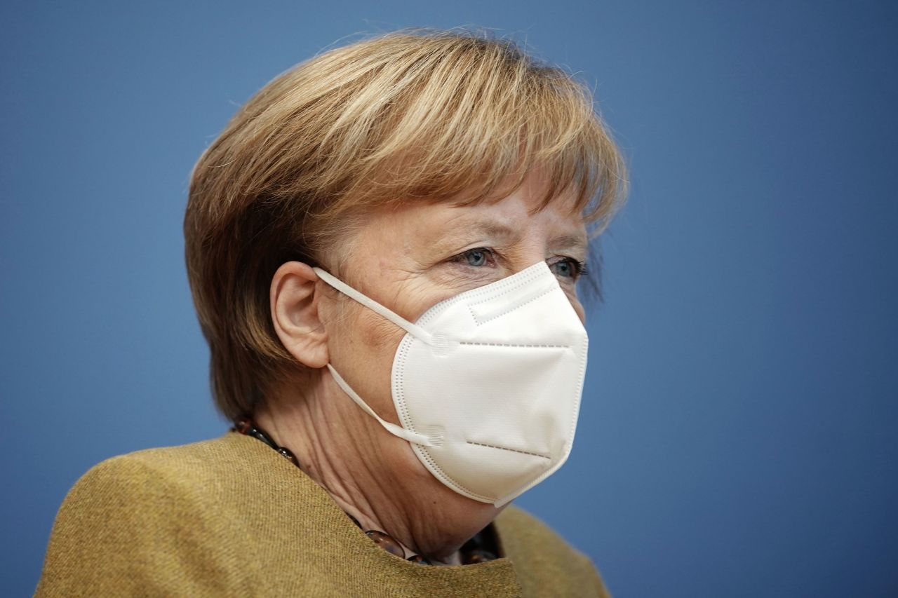 German Chancellor Angela Merkel holds a press conference in Berlin on January 21.