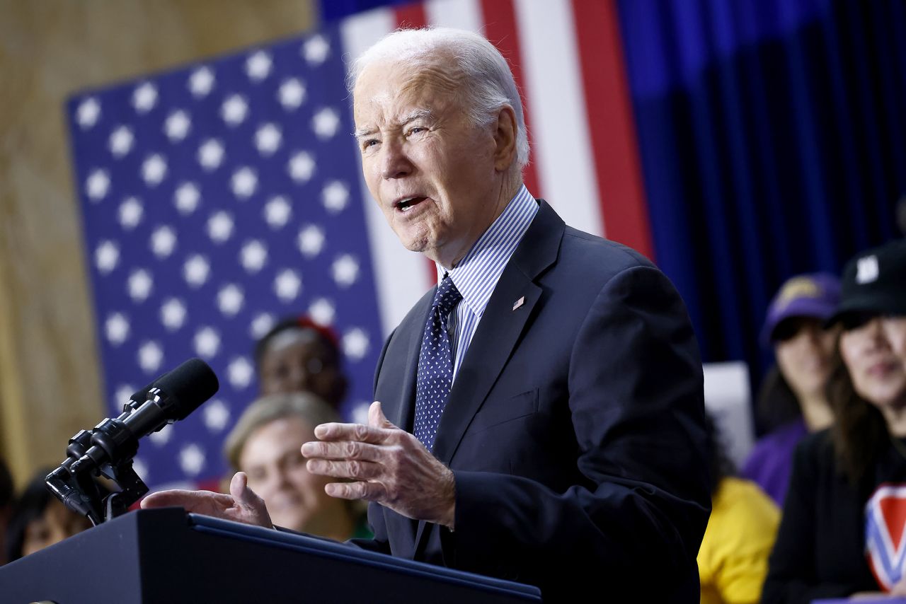 President Joe Biden attends a rally in Union Station, Washington D.C., on April 9.
