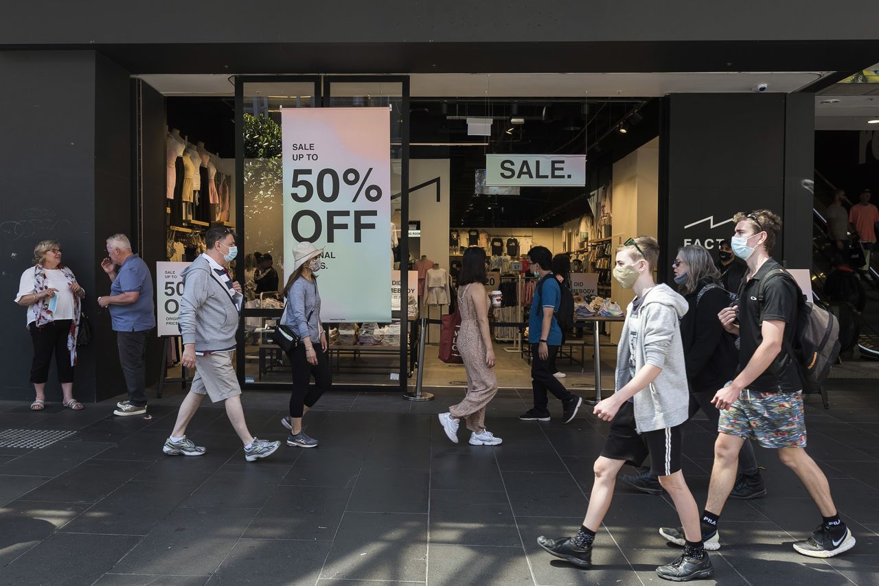 Shoppers walk along Bourke Street Mall during Boxing Day sales on December 26, in Melbourne, Australia. 