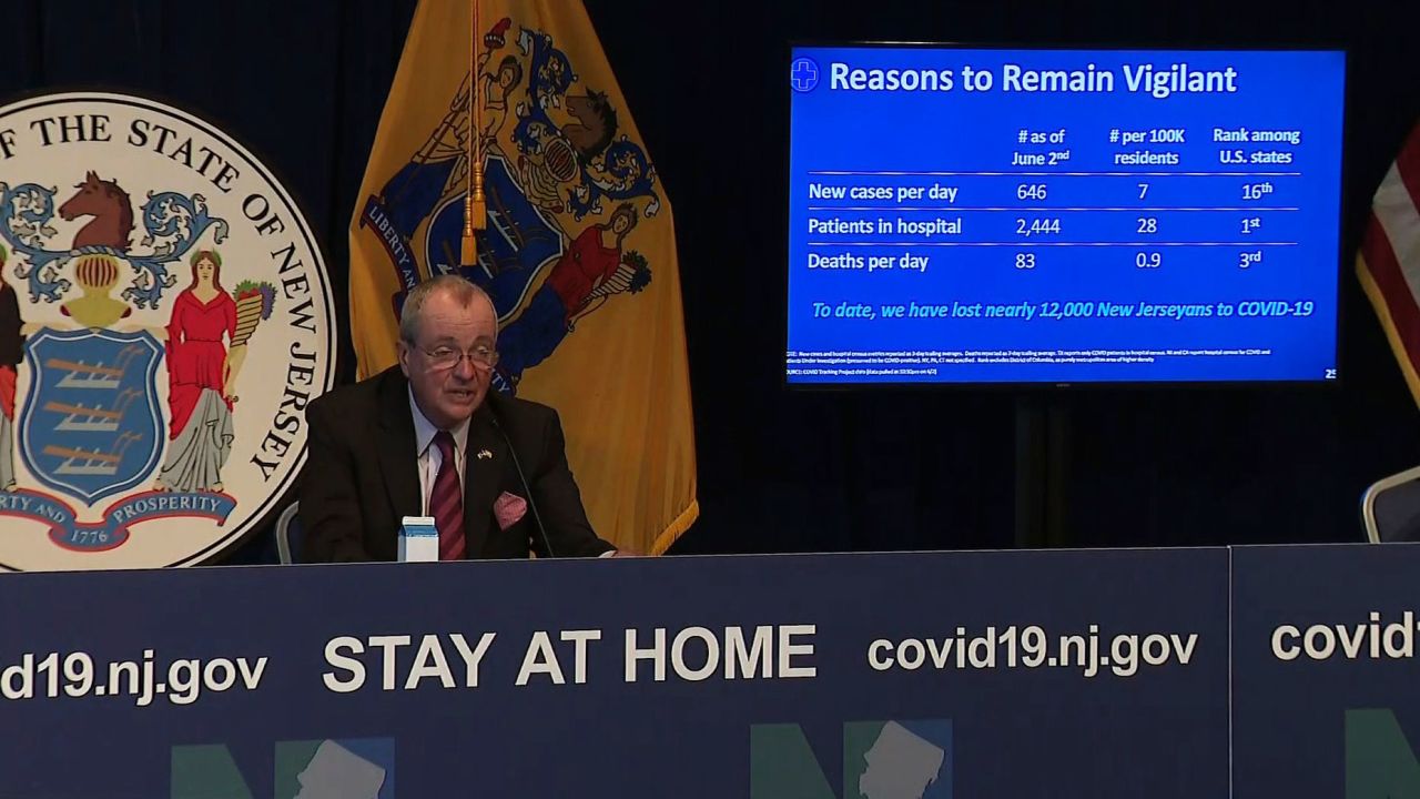 New Jersey Gov. Phil Murphy speaks during a coronavirus briefing in Trenton, New Jersey, on June 3.