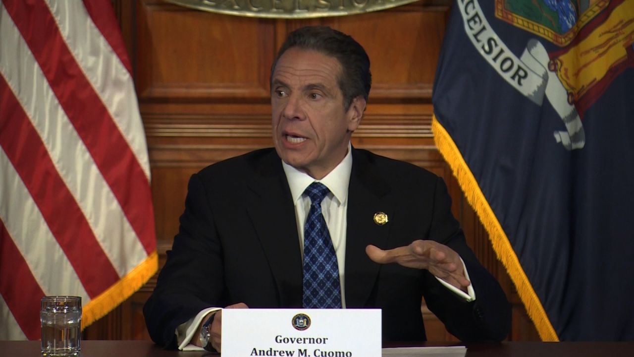 New York Gov. Andrew Cuomo speaks at a press conference at the State Capital in Albany, on April 24.