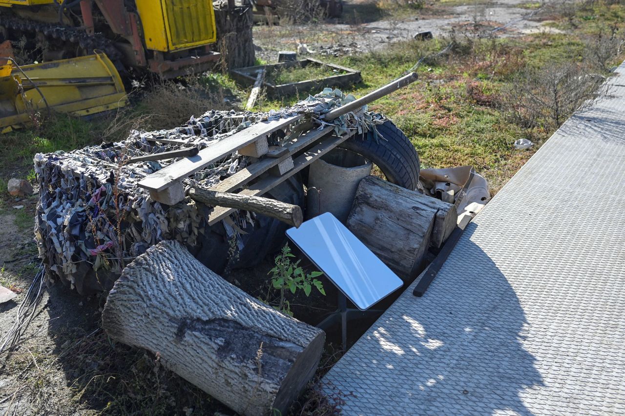 The Starlink satellite-based broadband system pictured at the Kherson border region, Ukraine, on October 31.