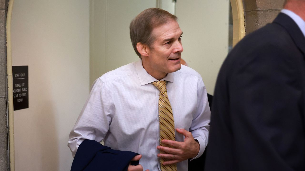 Rep. Jim Jordan arrives at the US Capitol ahead of today's planned Speaker of the House vote in the House of Representatives on October 17, in Washington, DC. 