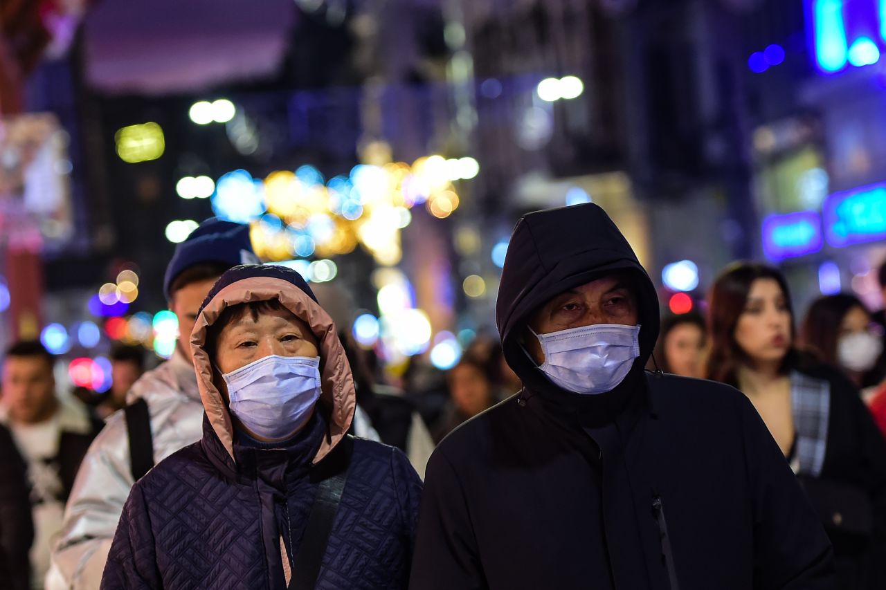 Tourists wearing face masks in Istanbul on January 31, 2020.