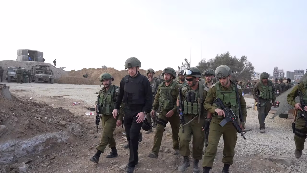 Israel Minister of Defense Yoav Gallant, second from left, is pictured in Gaza.