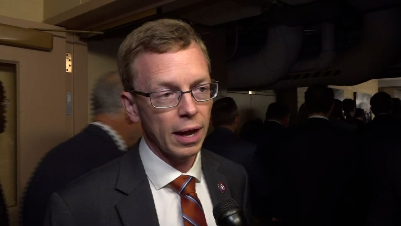 Rep. Dusty Johnson speaks to CNN in the Capitol on Friday.