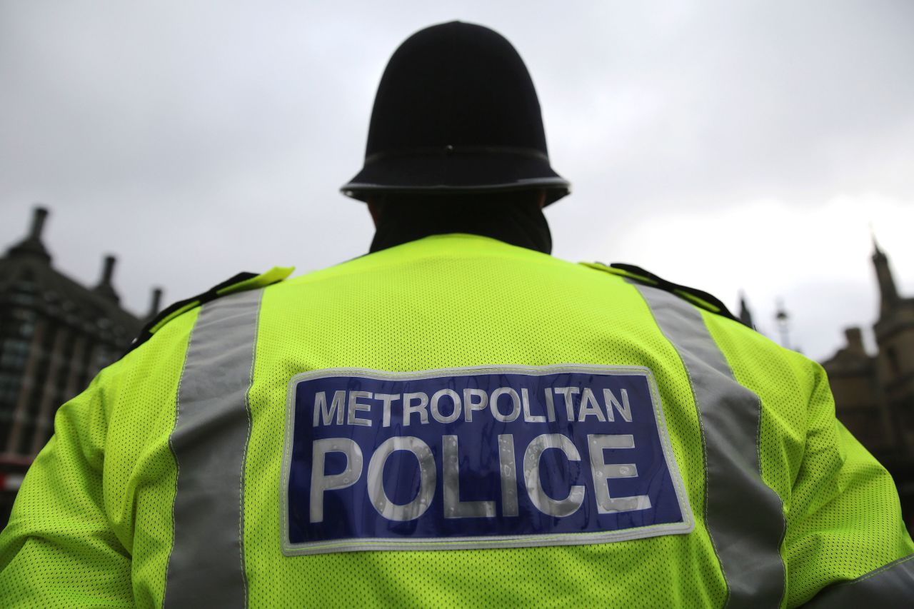 In this file photo, a London Metropolitan Police officer stands in Parliament Square in London on February 15, 2015.