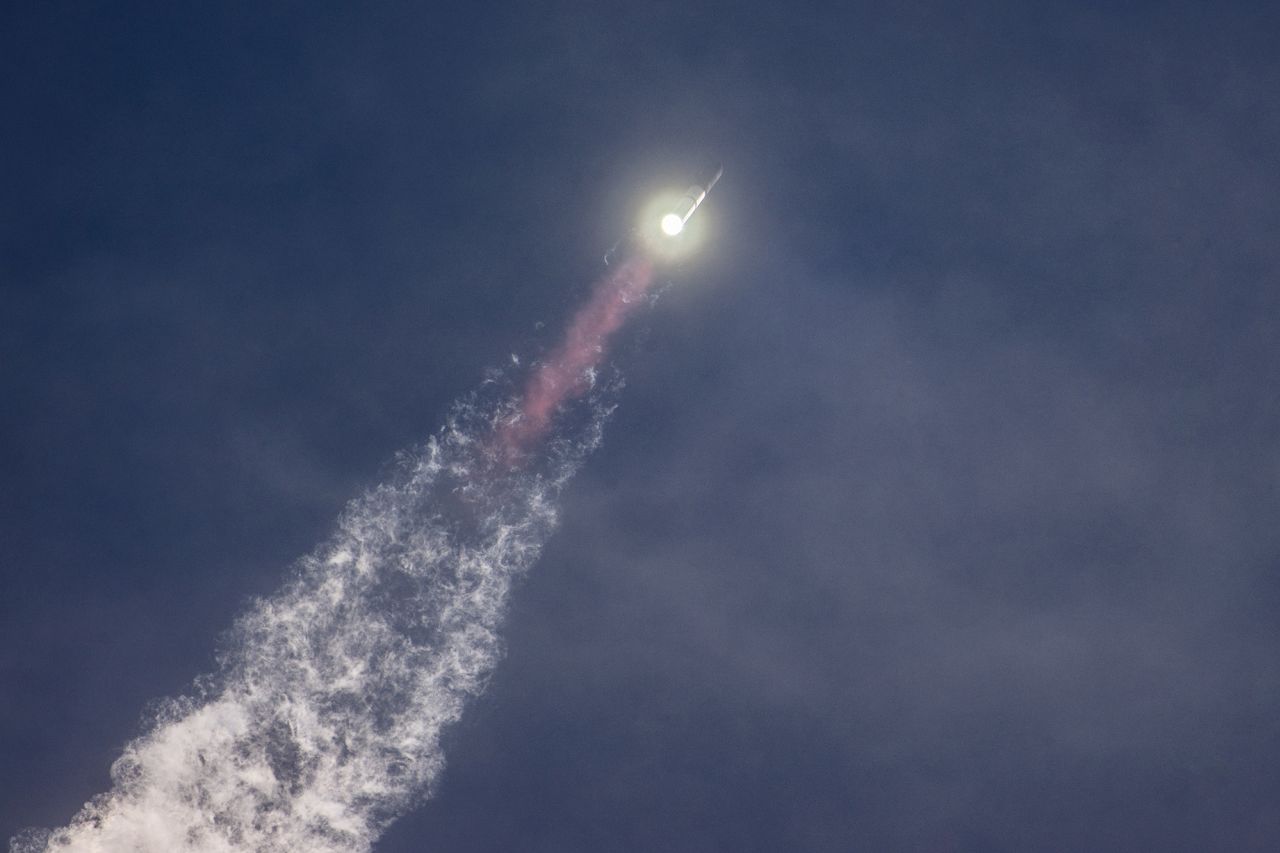 SpaceX Starship after taking off near Brownsville, Texas, on March 14.