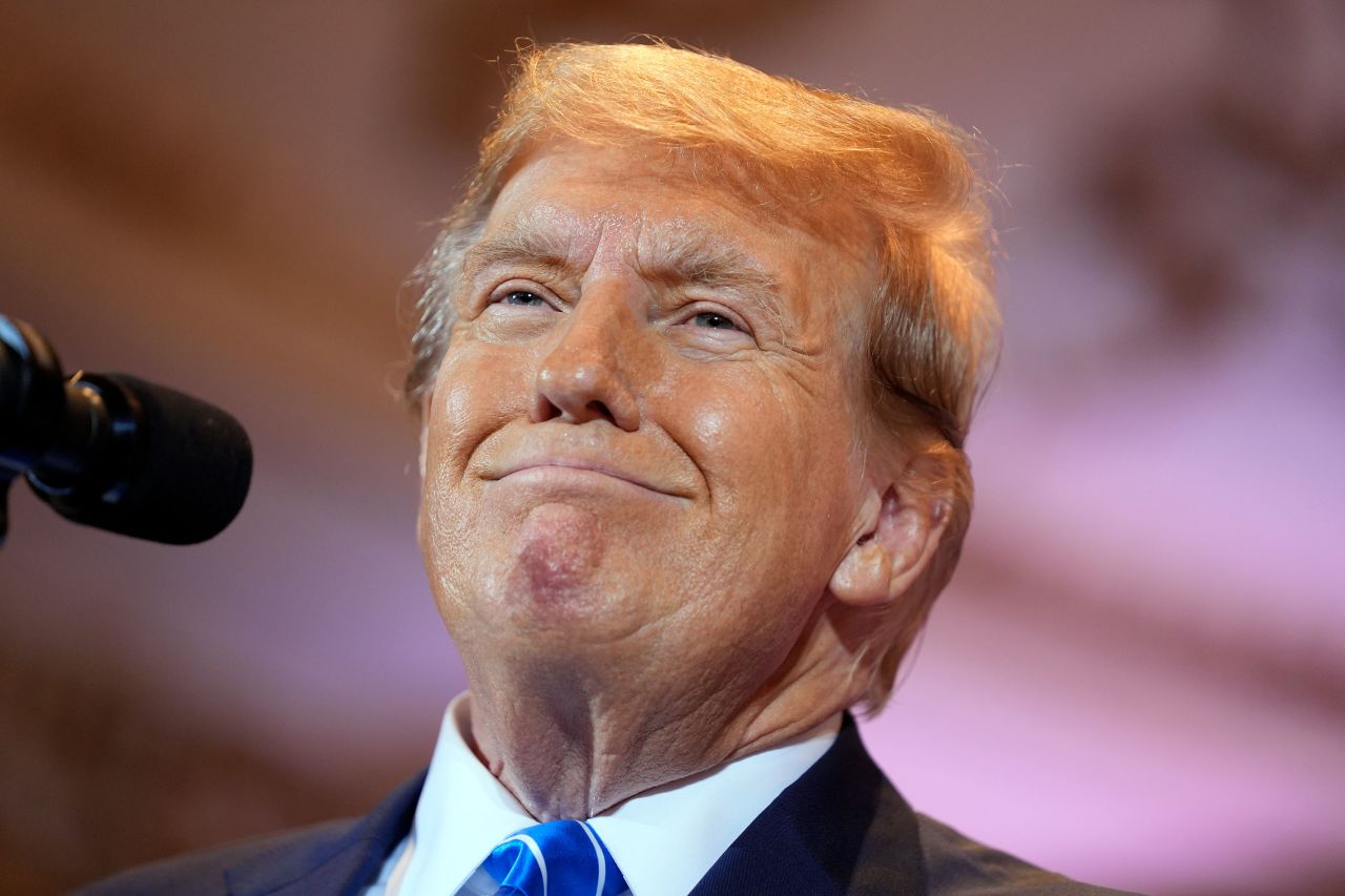 Former President Donald Trump speaks at his Super Tuesday election night party at Mar-a-Lago in Palm Beach, Florida.