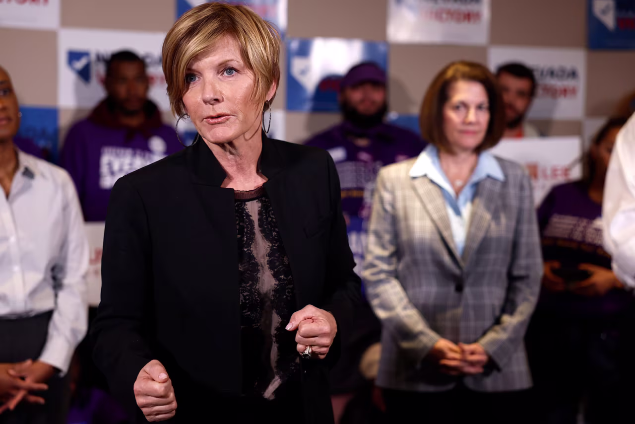 Rep. Susie Lee speaks to volunteers at the Nevada Democratic Victory Southwest Office on November 2 in Las Vegas.
