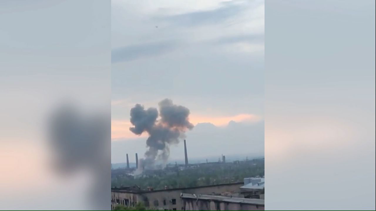 Video shared by the deposed Mariupol City Council shows an explosion. 