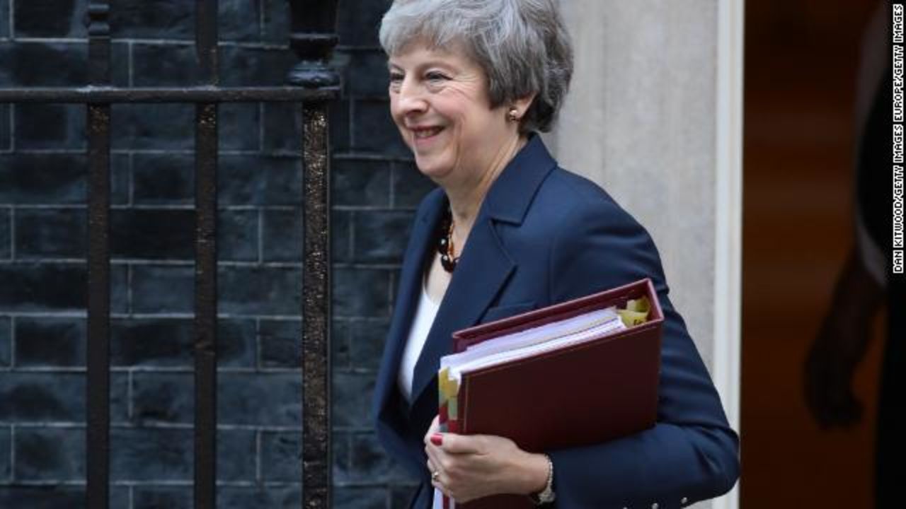 Theresa May leaves 10 Downing Street for Prime Minister's Questions on Wednesday.