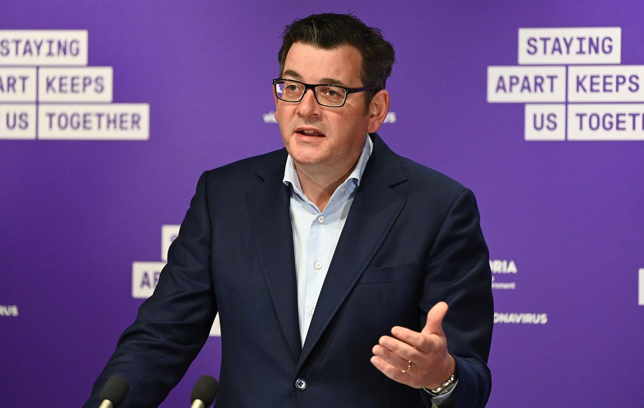 Victorian Premier Daniel Andrews speaks to the media Melbourne, Australia on August 24.