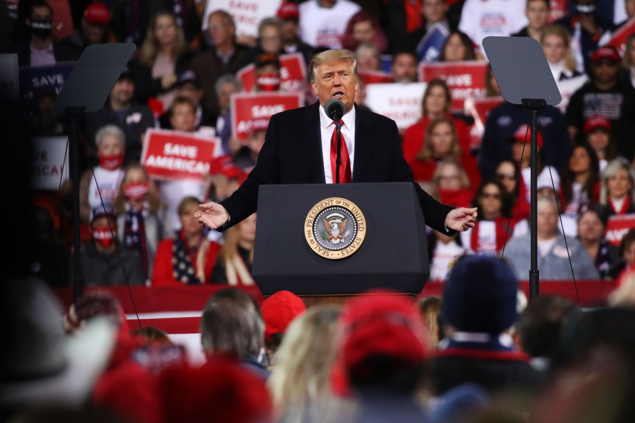 President Donald Trump attends a rally in support of Sens. David Perdue and Kelly Loeffler in Valdosta, Georgia, on December 5.