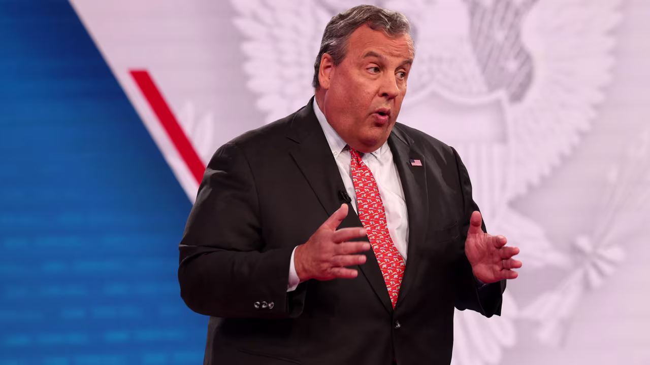 Former New Jersey Gov. Chris Christie speaks at a CNN Republican Presidential Town Hall moderated by CNN’s Anderson Cooper in New York on Monday, June 12.