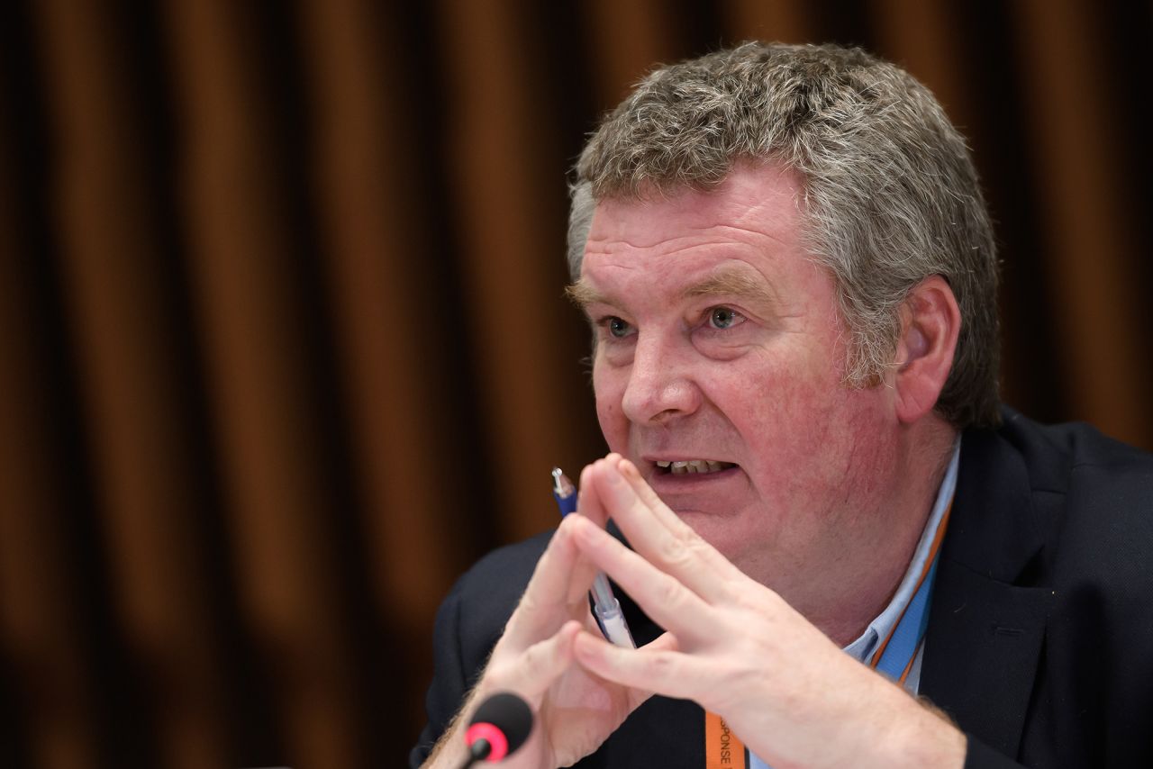 World Health Organization (WHO) Health Emergencies Program head Michael Ryan attends a combined news conference following a two-day international conference on COVID-19 coronavirus vaccine research and a meeting to decide whether Ebola in DR Congo still constitutes health emergency of international concern on Wednesday, January 12, in Geneva.