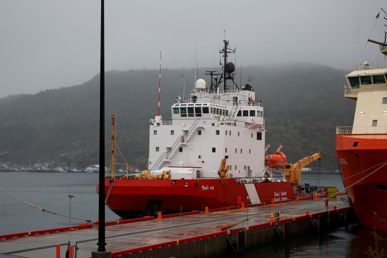 Canadian Coast Guard Ship (CCGS) Terry Fox is seen preparing to depart the port of St. John's in Newfoundland, Canada, on Tuesday.