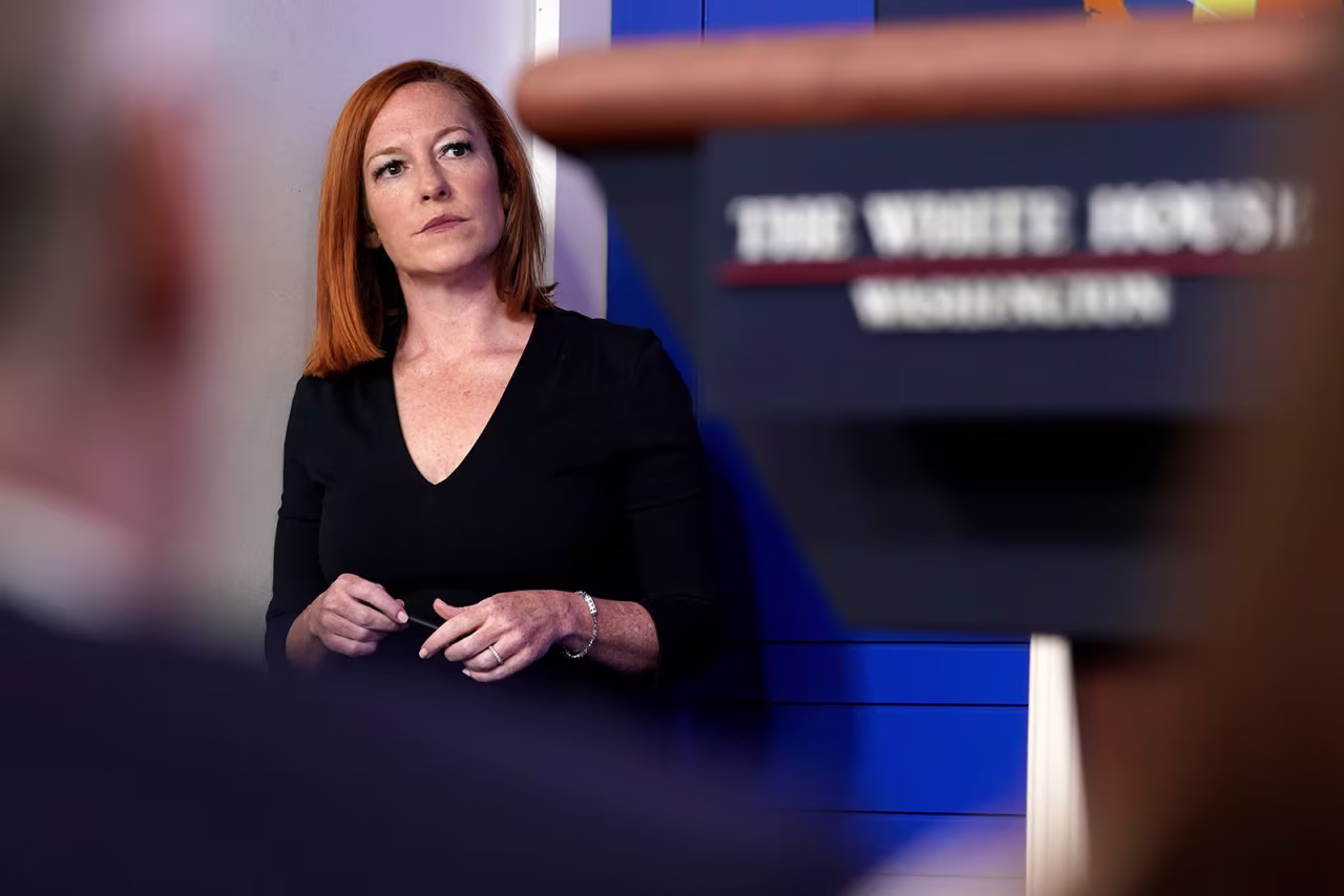White House press secretary Jen Psaki looks on during a press briefing on June 30.