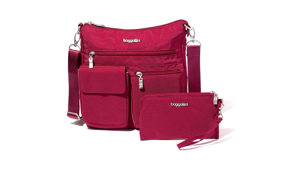 baggallini modern everywhere slim crossbody bag in red
