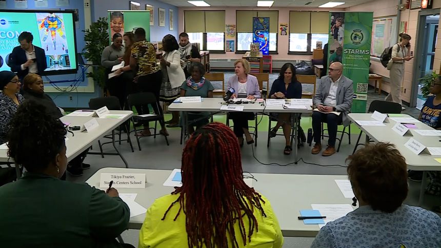 Sen. Tammy Baldwin met on Monday with families who've been impacted by school closures in Milwaukee due to lead in aging buildings.